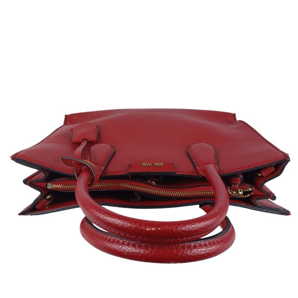 Nine West Tote Bag Satchel Purse Ruby Red Pebble Vegan Women's Medium - Picture 7 of 11